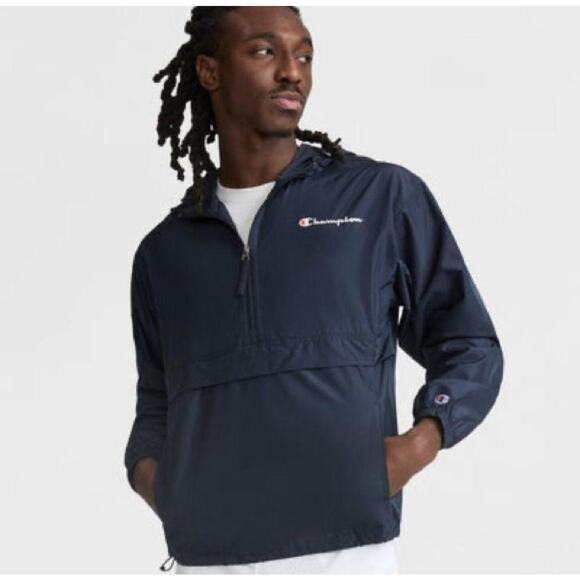 Champion Men's Stadium Packable Jacket Navy L Streetwear Sportswear Rainwear - Picture 1 of 6